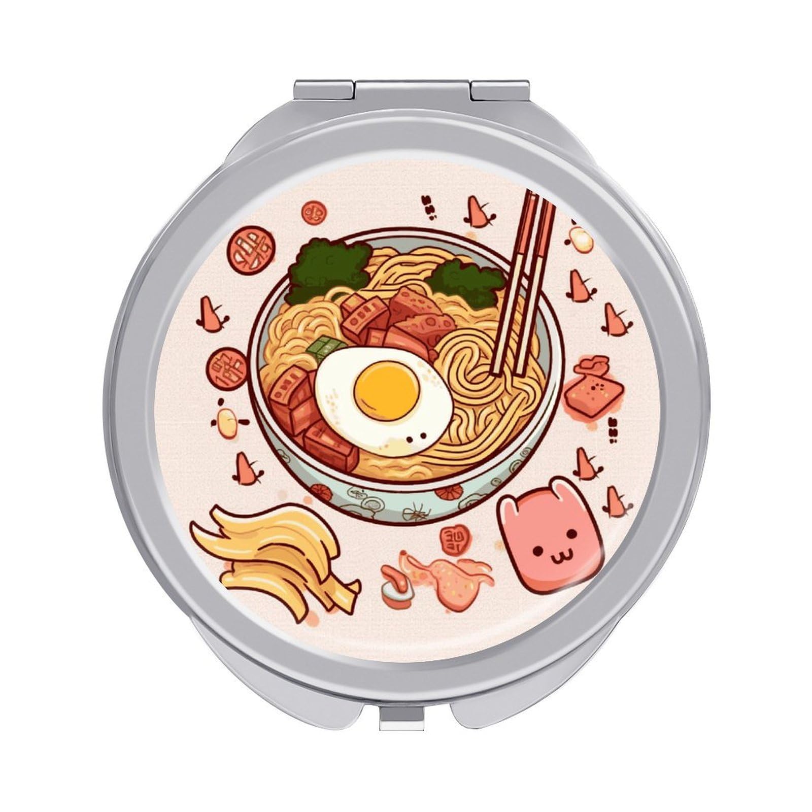 FekiLoot Delicious Sweet Ramen Makeup Mirror Compact Round Travel Makeup Mirror Portable Folding Handheld Pocket Mirrors for Handbag and Purses Gift Mini Mirrors