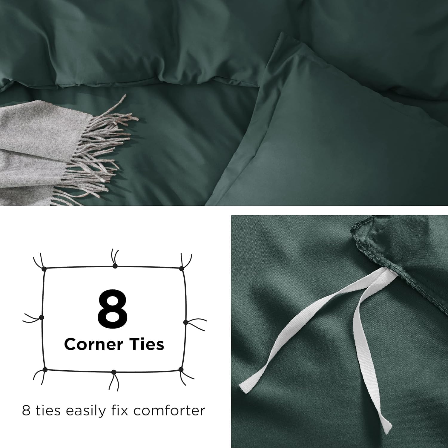 Bedsure Duvet Cover Twin/Twin XL Size - Soft Double Brushed Bedding Set for Kids & Adults, Zipper Closure, 2 Pieces, Includes 1 Duvet Cover (68x90) & 1 Pillow Sham, NO Comforter, Forest Green