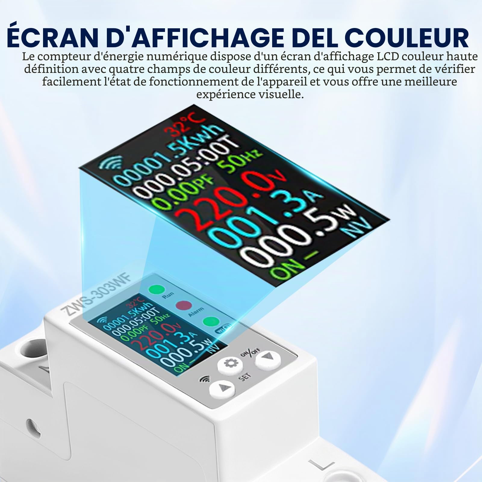 Compteur electrique connecté 63A TUYA compteur électrique wifi Intelligent compteurs d'énergie monophasé AC80-300V avec Protection contre les fuites de surcharge de surintensité ZWS-303WF