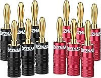 Vista 1 de Enchufes tipo banana con tornillos de doble ajuste, carcasa de aluminio negro y rojo, 6 pares