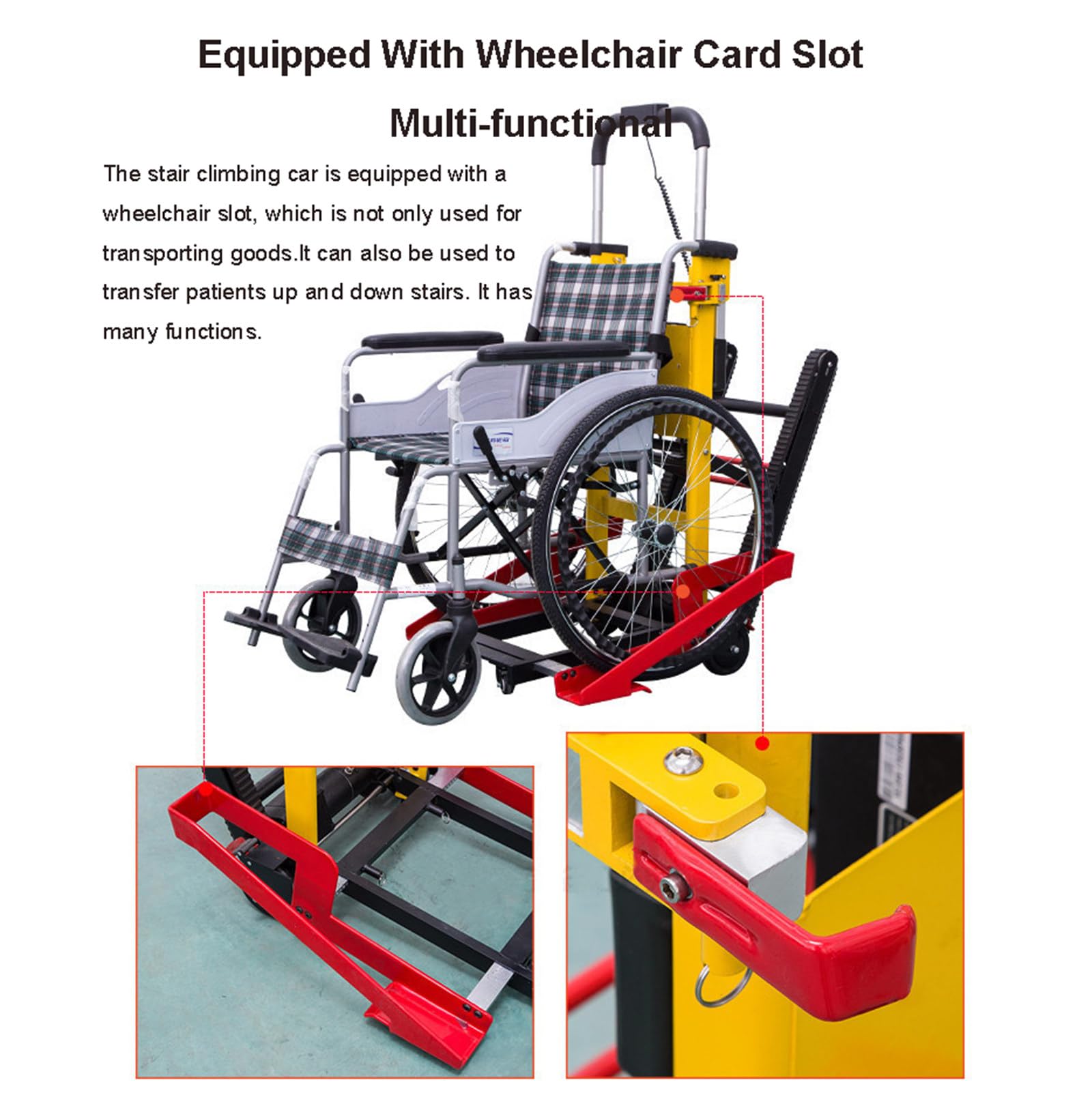 Carrello Montascale Elettrico Cingolato, Carrello Montascale Pieghevole, Veicolo di Attracco per Sedia A Rotelle, per Il Trasferimento di Pazienti/Carico, Carico Massimo 440 Libbre/200 kg