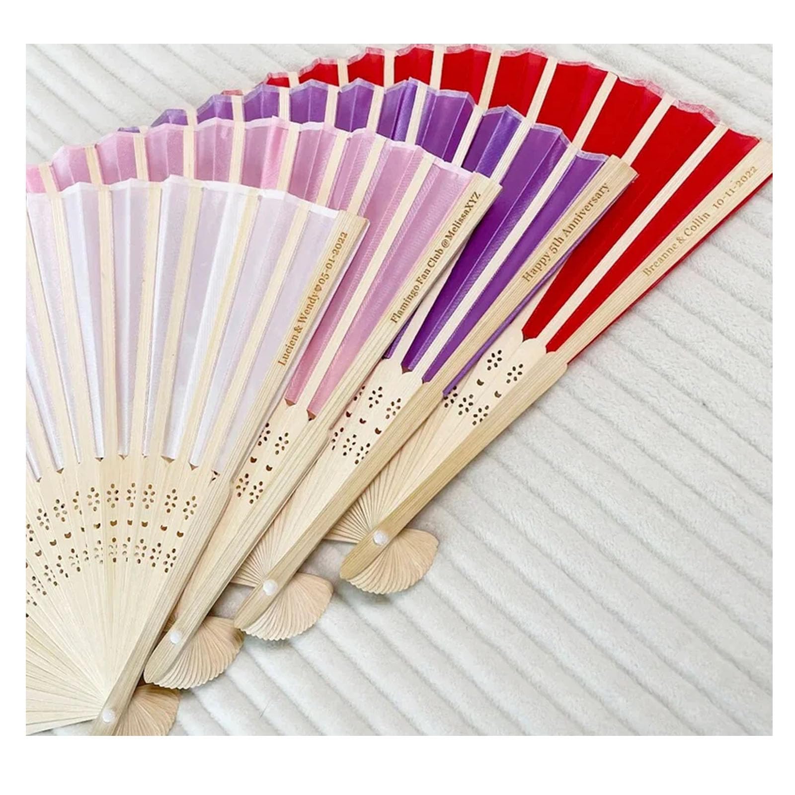 Éventail personnalisé mariage en soie lot de 50 gorm DIY pour fête et évènement extérieur