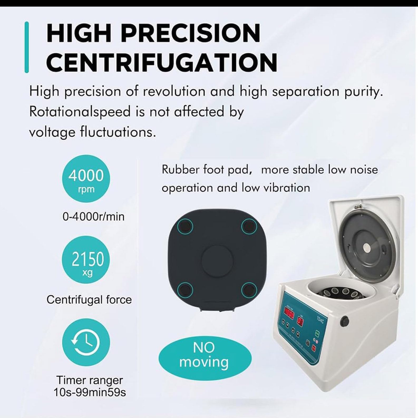 CentríFuga EléCtrica de Laboratorio, CentríFuga Digital de Escritorio de Baja Velocidad, CentríFuga de Belleza, Td4c, 4000 RPM, Separador de 8 X 15 ml
