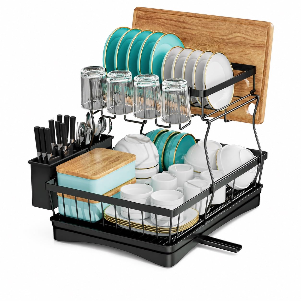 Metal Dish Drying Rack - 3 Tier with Utensil Holder -8 Metal Dish Drying Rack - 3 Tier with Utensil Holder -8