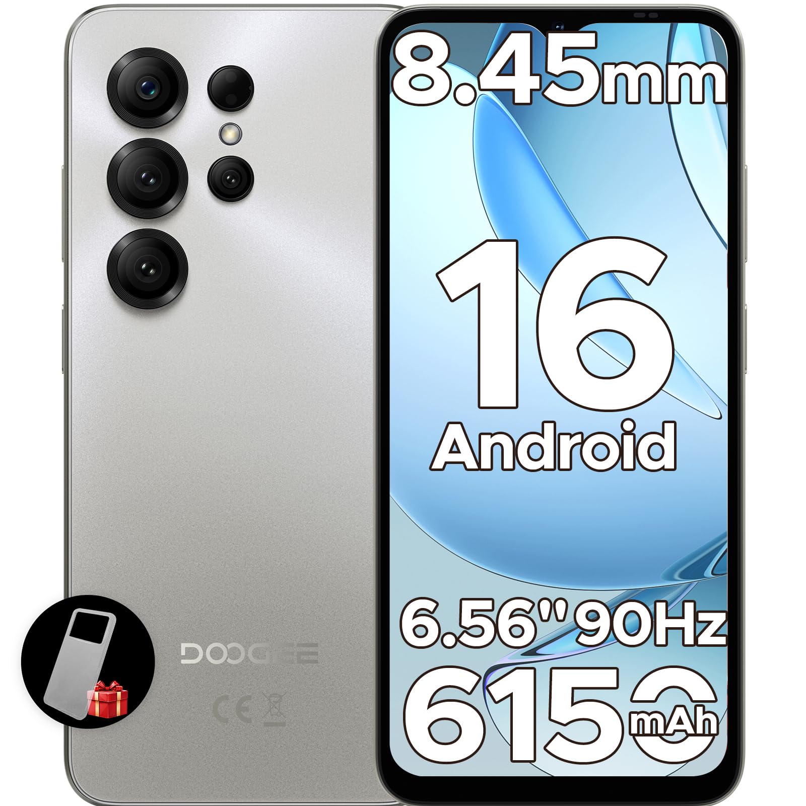 DOOGEE NOTE 56 X Mobile Phones, Newest Android 16 Phone, 6150mAh, 6.56" HD+ 90Hz, 24GB + 64GB/2TB Android Phones, Octa Core, Dual SIM Unlocked Mobile Phone, Face ID, 3.5mm Jack, GPS, OTG-Gra
