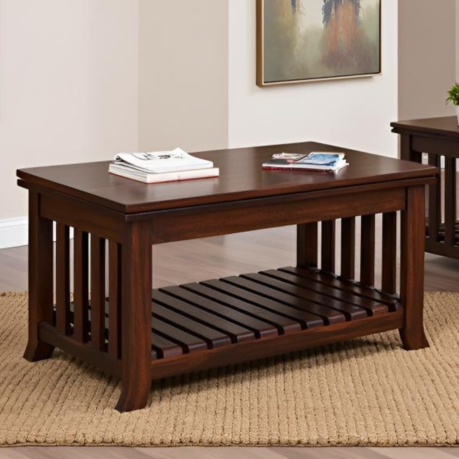sheesham wood centre table for living room, coffee table, teapoy, solid wooden home furniture (design 3)