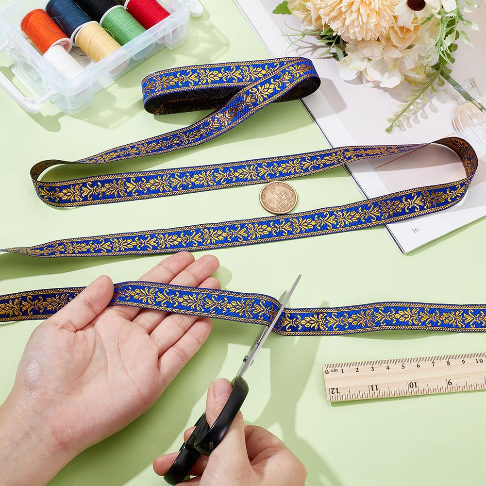 FINGERINSPIRE 9 m vintage geborduurd lint (20 mm) breed kokosbruin borduurwerk polyester lint golfpatroon jacquardlint plat etnische stijl lint voor naaien doe-het-zelf ambachten kleding decoratie