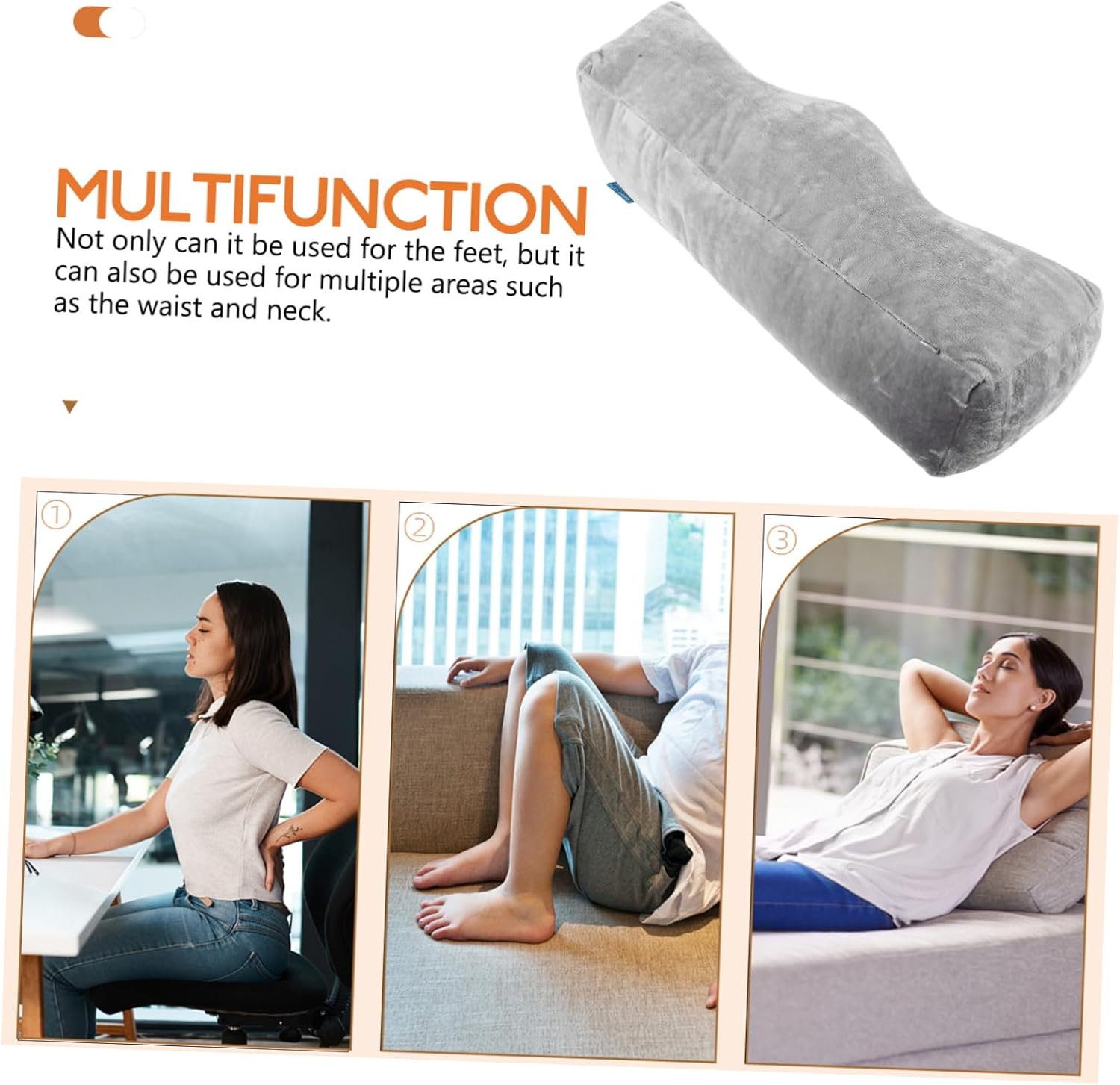Unomor Elevated Leg Pillow for Comfortable Sleeping Soft Footrest Cushion for Home Office Travel Supports Legs Feet Reduces Swelling Pain for Post- and Relaxation