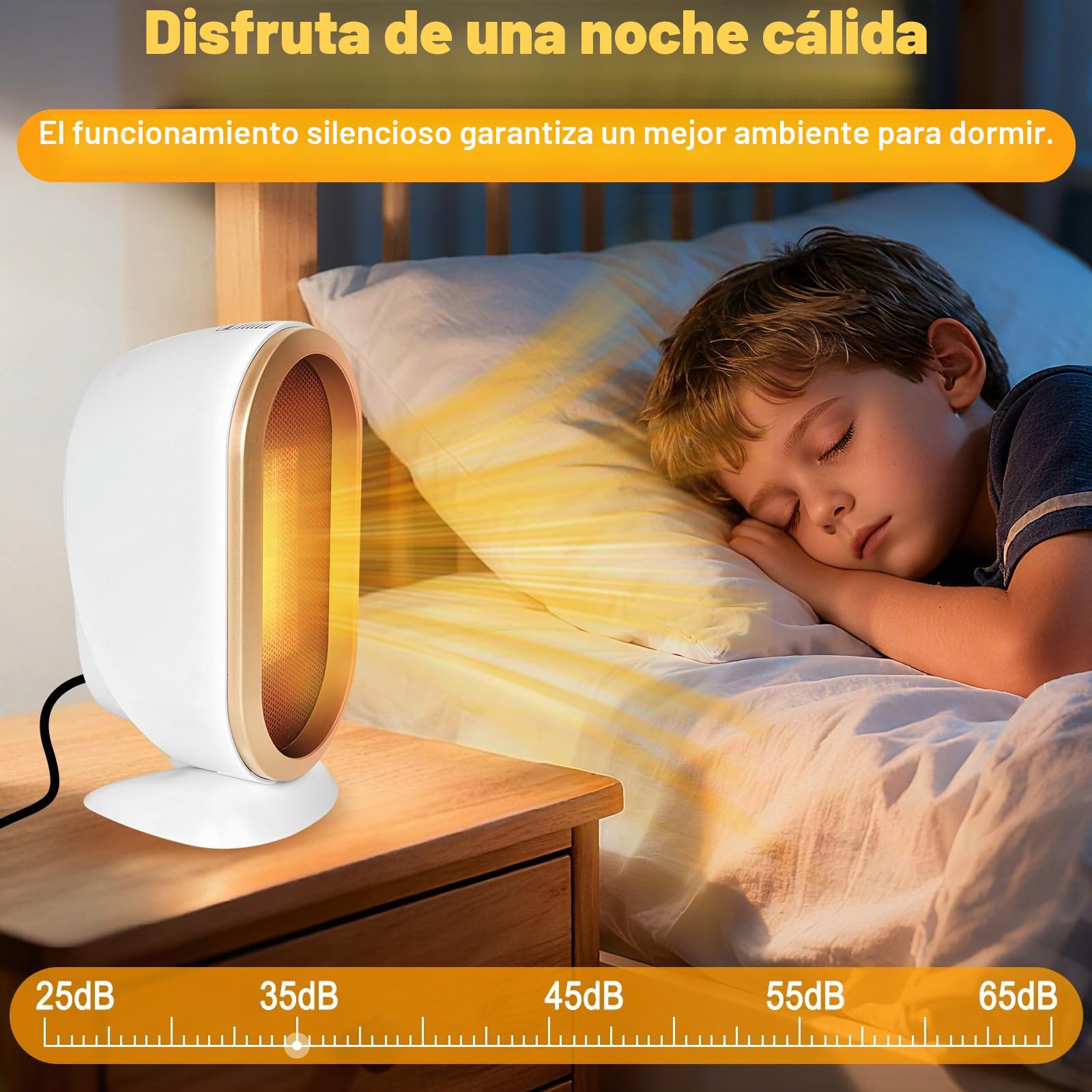 Calefactor Bajo Consumo Pequeños, 800/1200W Calentador Cerámico Silencioso, Protección Contra el Sobrecalentamiento/Automatic Shut-Off, Ventilador Calentador Electrico para Dormitorio y Oficina