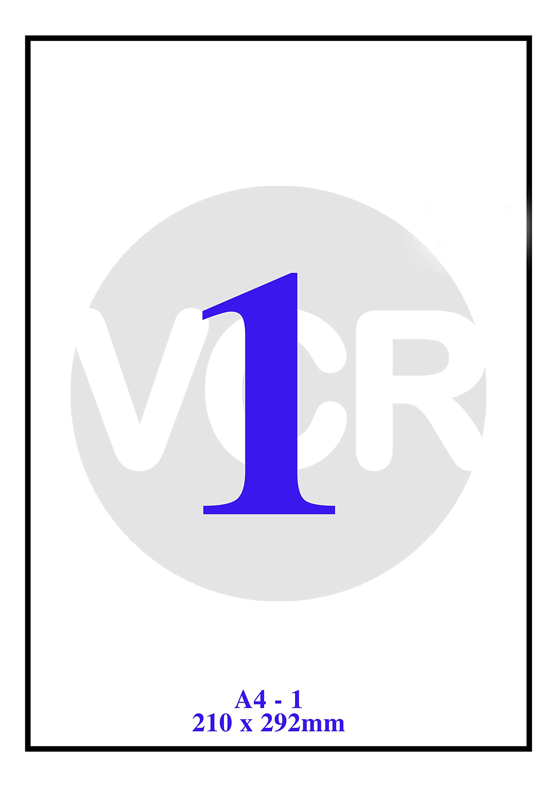 VCR A4 Size White Self Adhesive Label/Sticker for Printer (Inject/Copier/Laser) - 1 Sticker Per Sheet - 25 Sheets Pack