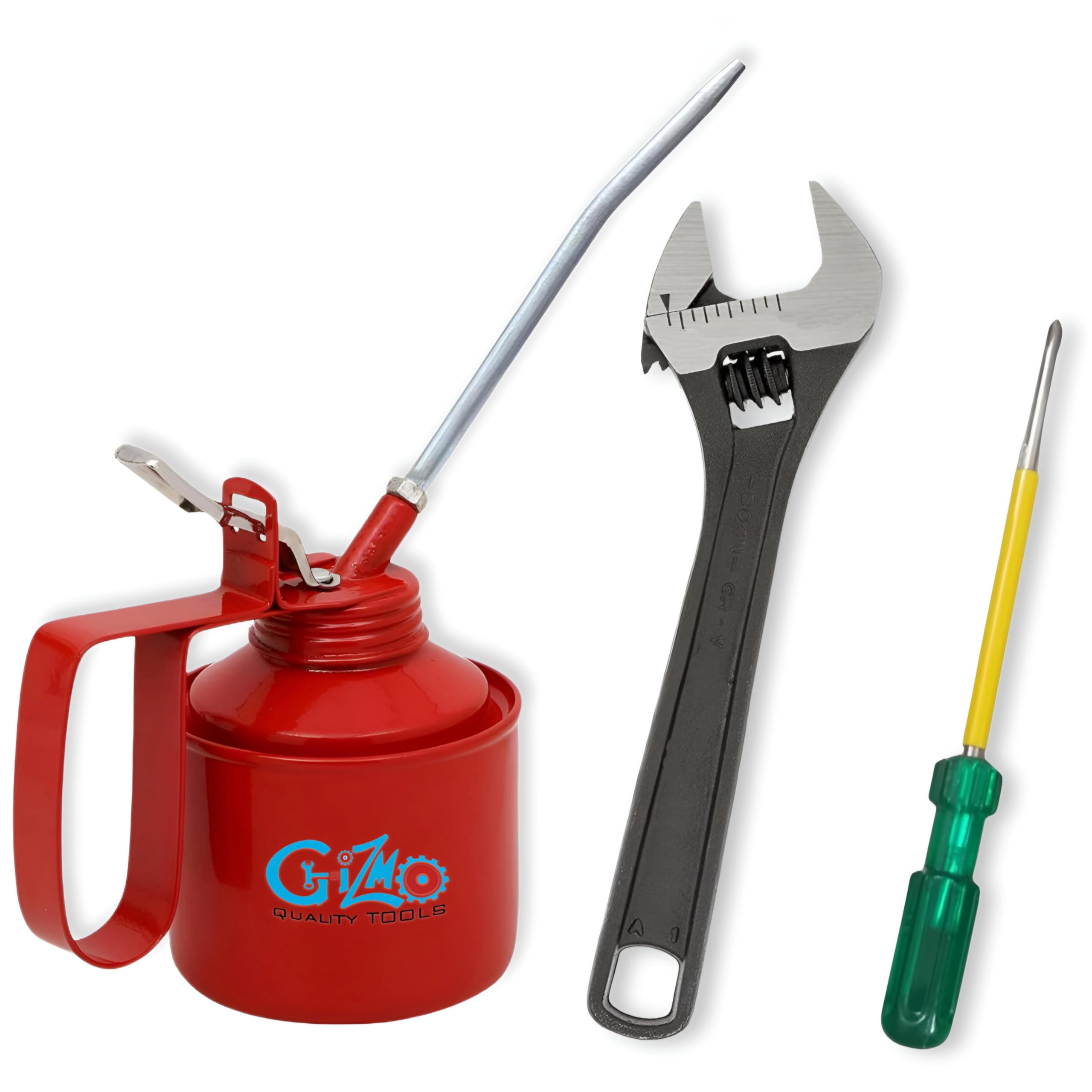 GIZMO Electric Tool Set, Electrician Tool Kit With 2-in-1 Screwdriver 6", Adjustable Wrench 12" & Oil Can 1/4 Pint; Hand Tool Kit For Home; Tool Kit For Home Use Multipurpose