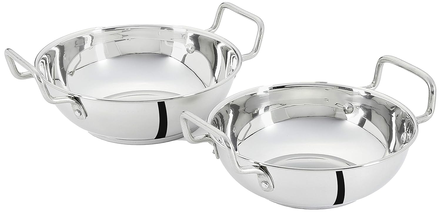 Amazon Brand – Solimo Stainless Steel Induction Bottom Kadhai Set Size 18Cm,20Cm,1.5 Liter Amazon Brand – Solimo Stainless Steel Induction Bottom Kadhai Set Size 18Cm,20Cm,1.5 Liter