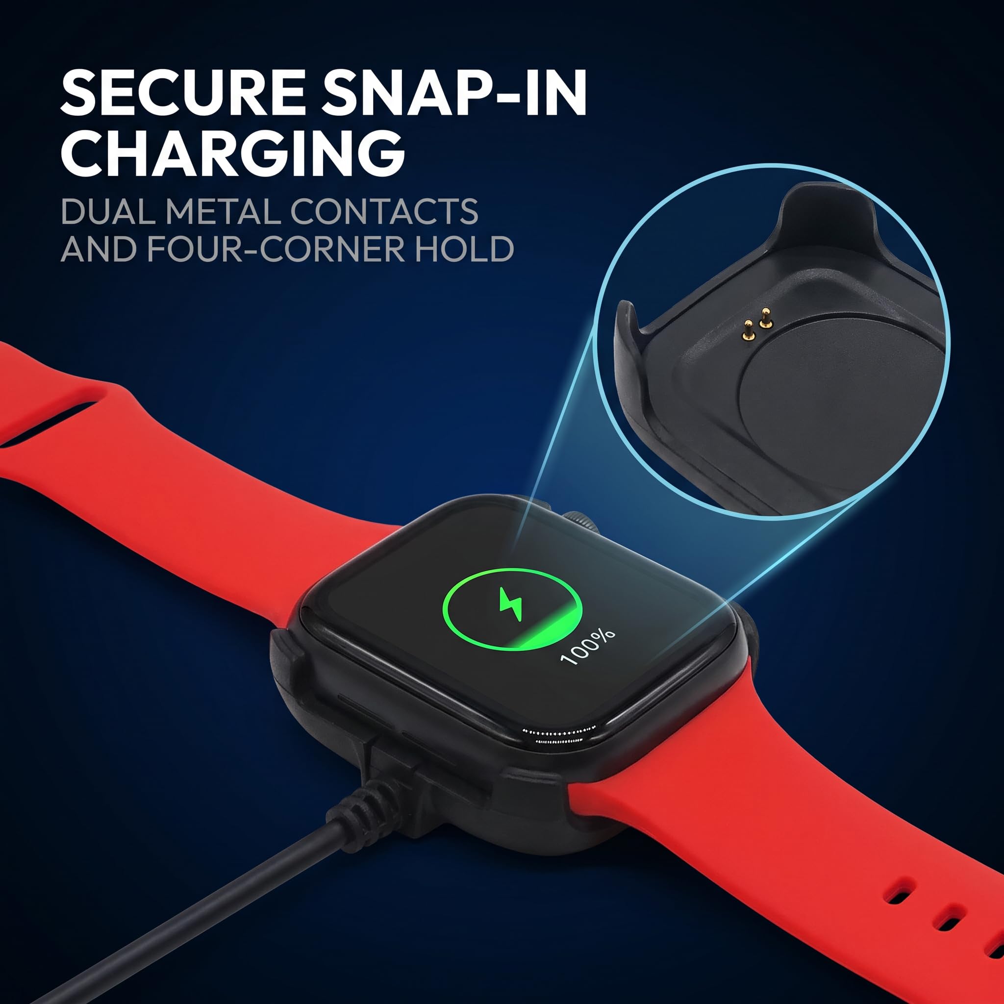 Schwarzes Ladekabel für HW22 Smartwatch, Smartwatch, magnetisches Ladegerät, Federhalterung, USB-Adapterkabel (30 cm), Smartwatch-Kabel und Ladegeräte