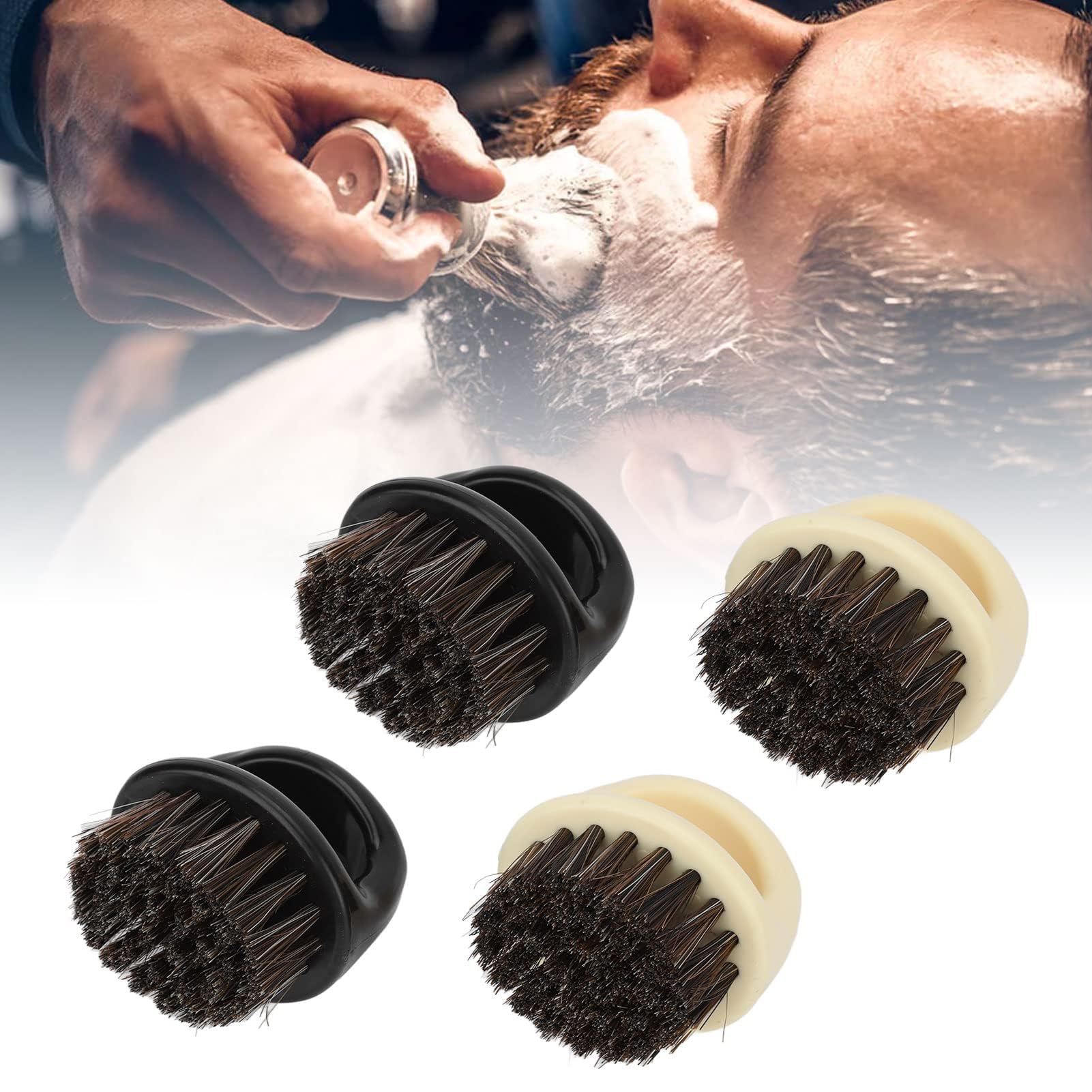 4Pcs Knuckle Beard Brush for Men Mustache Knuckle Brush Face and Neck Brushes Boar Bristle Sweep Barber Beard and Mustache Grooming Tool for Styling and Sweeping - Image 4
