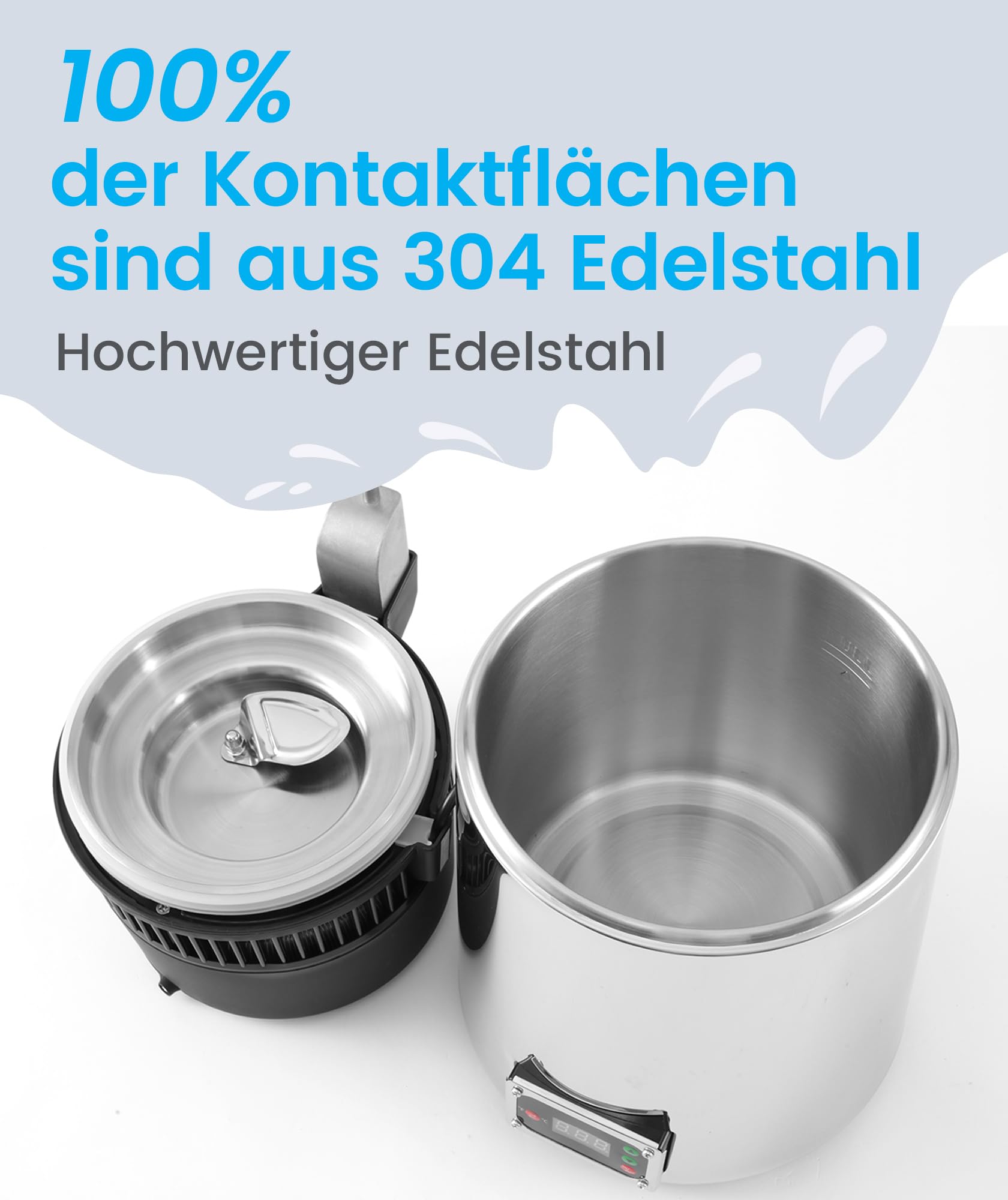 Wasserdestilliergerät (750W 1L/H) Edelstahl Destilliertes Wasser Maschine Automatisch Wasserdestillierer Wasser Distiller Filter für Reines Trinkwasser inkl. Glaskanne