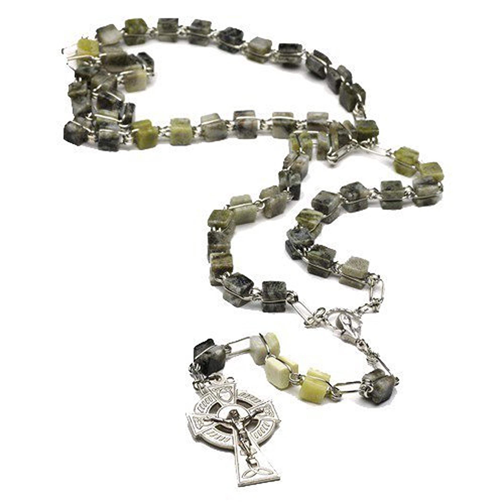 JC Walsh & Sons, LTD.JC Walsh and Sons Handcrafted Irish Square Beads Connemara Marble Rosary Celtic Cross Gift Birthday Present