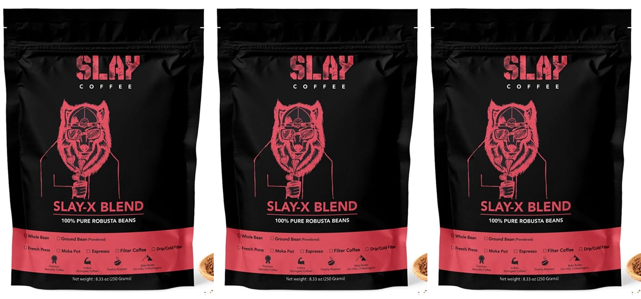 SLAY X Pure 100% Robusta Roasted Ground Coffee Powder Bag, Indias Strongest Coffee Blend, Freshly Roasted,250G || Drip Coffee | City+ Roast x Pack of 3 (B0D7CRDYHR) Amazon Price History, Amazon Price Tracker