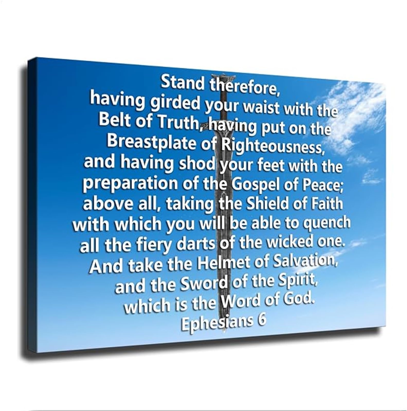 VWWJCCRO Vintage Armor of God Inspirational Wall-Art Canvas Print for Bedroom Living Room Farmhouse