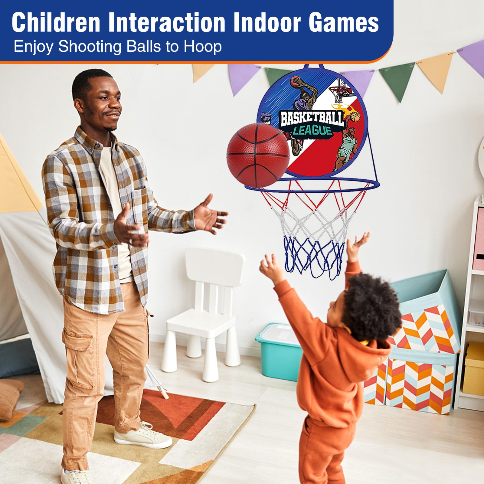 Canestro Basket con Bersaglio Freccette Set per Bambini,2 in 1 Giochi Freccette e Mini Giocattolo da Basket, Giochi Sportivo Pieghevole per Interni ed Esterni per Bambini Ragazzi Ragazze Regalo