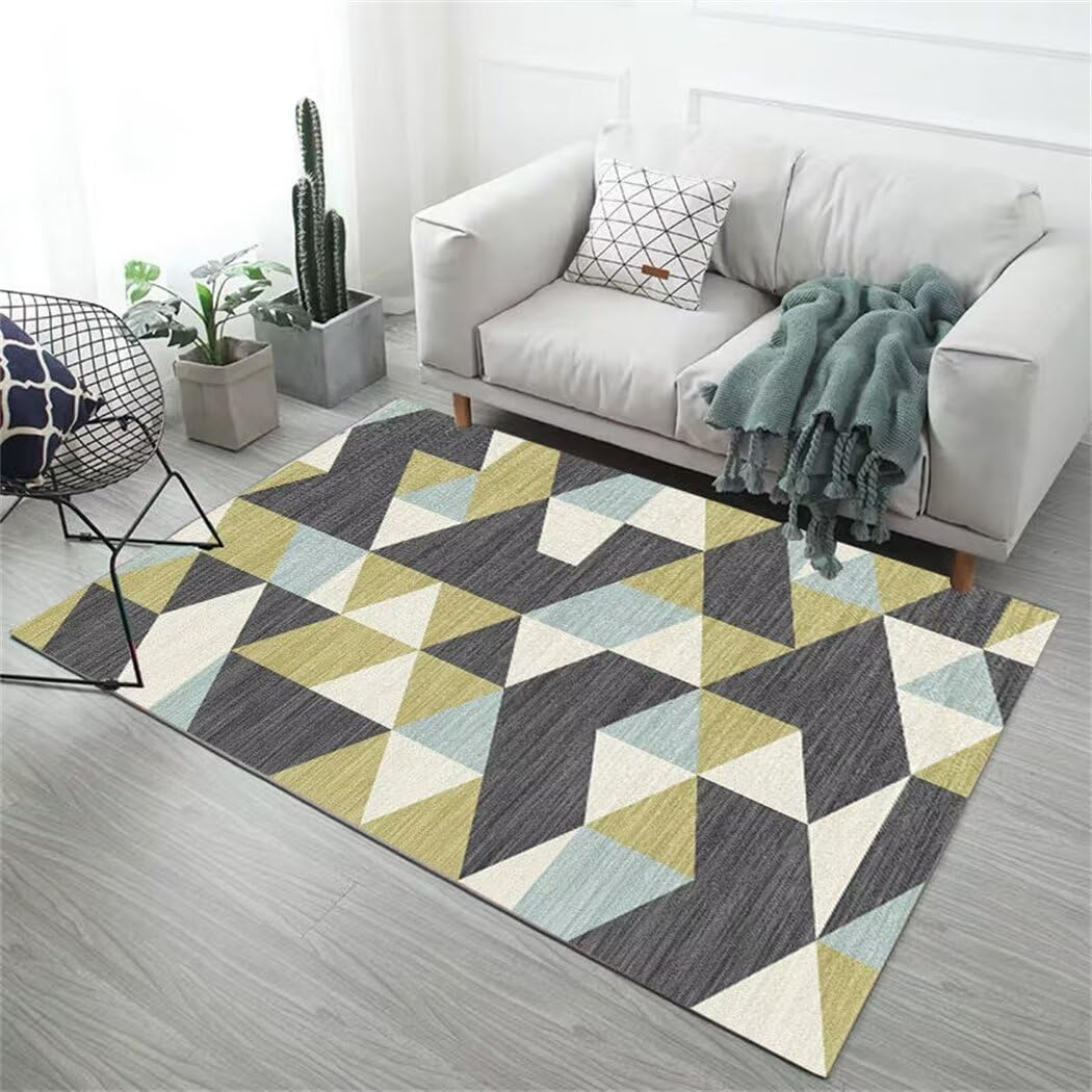 Tapis lavable 140x180cm moderne et géométrique pour salon ou bureau d'ado