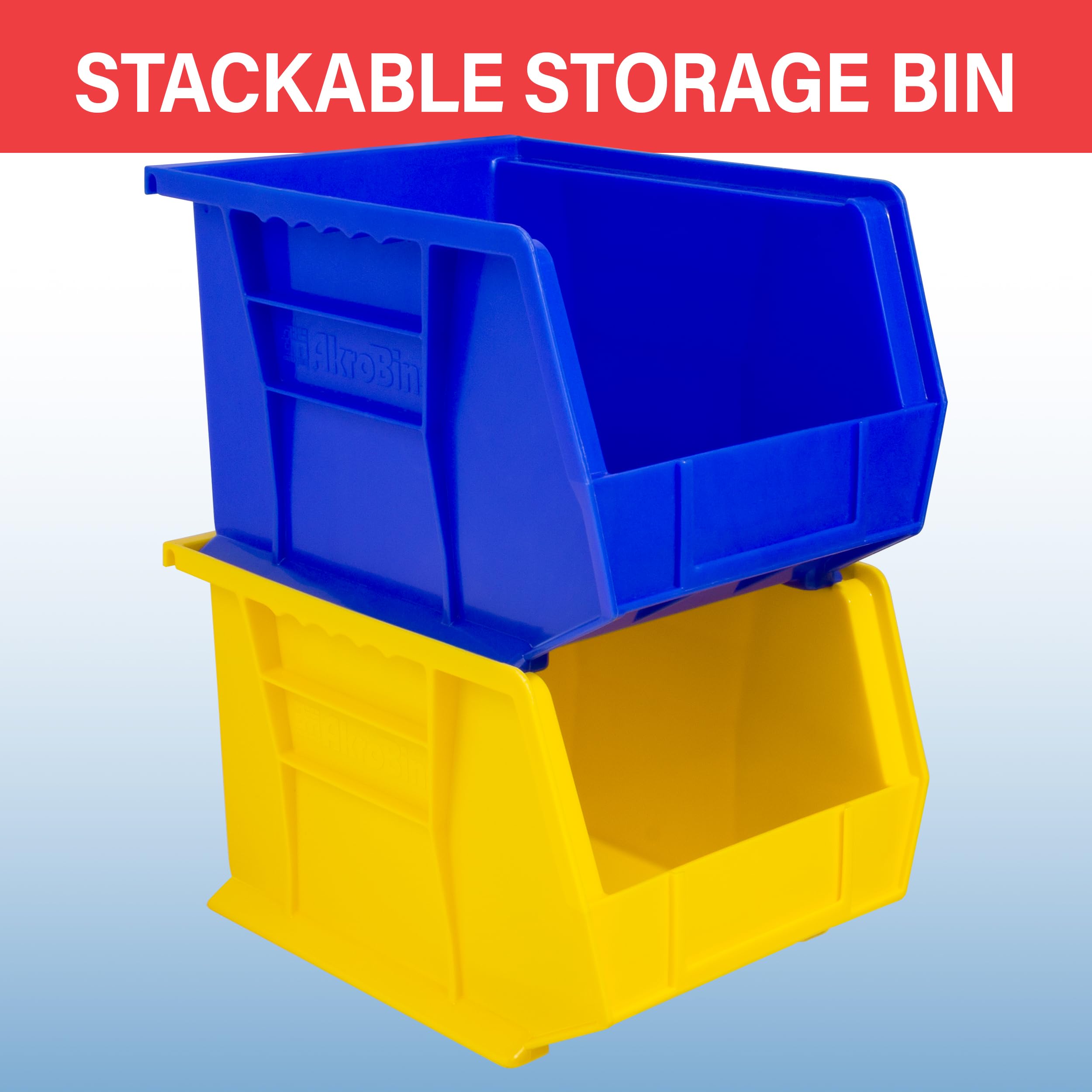Akro-Mils 30239 AkroBins Plastic Storage Bins, Space-Saving Stackable Bins for Garage, Pantry, Craft Organization, 11-" x 8-" x 7-", Clear, 6-Pack