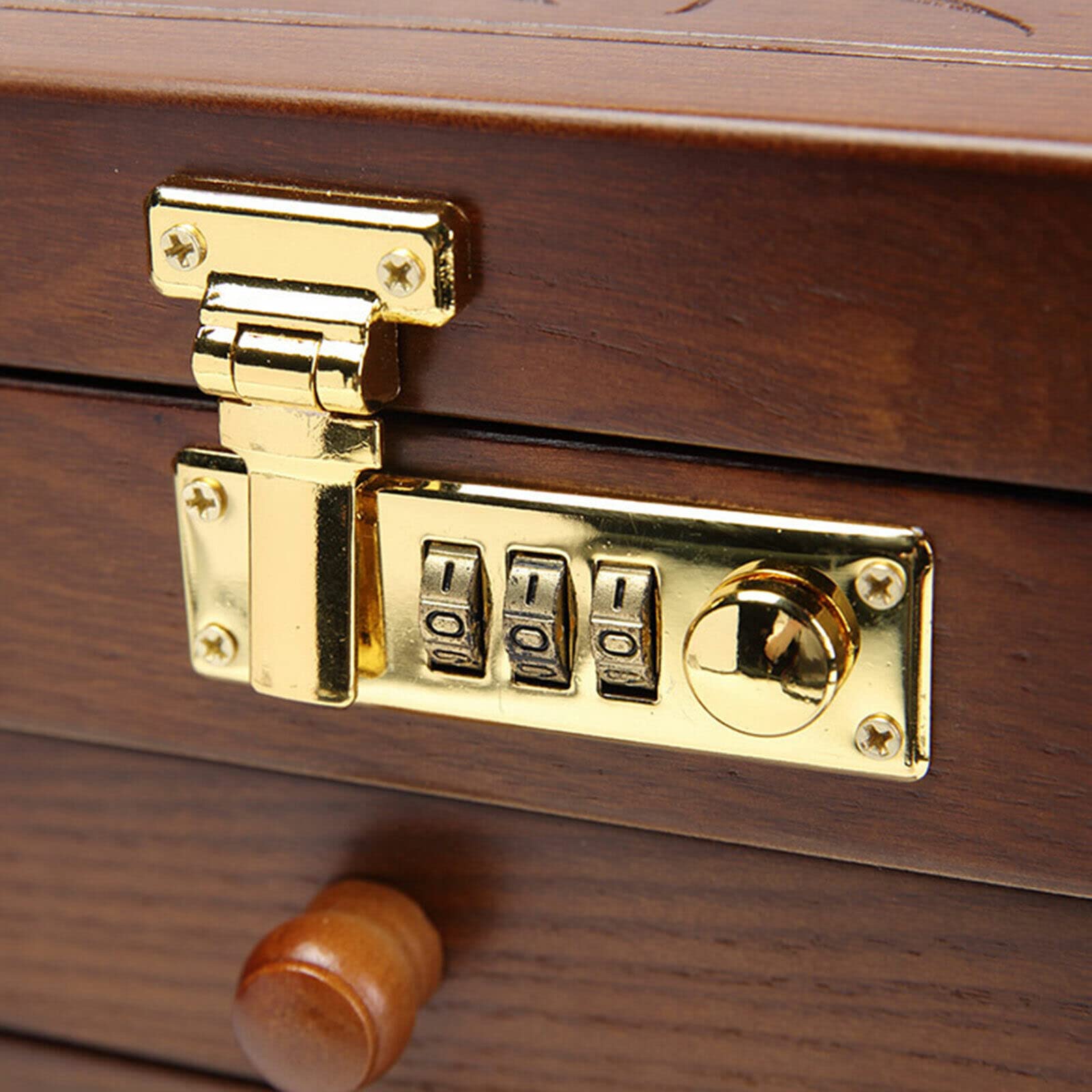 Schmuckkasten Schmuckschrank 5 Schichten Schmuckschrank Schatulle aus Holz Große Schmuckkästchen mit Spiegel 5 Schichten+2 ausklappbare Schränke Braun