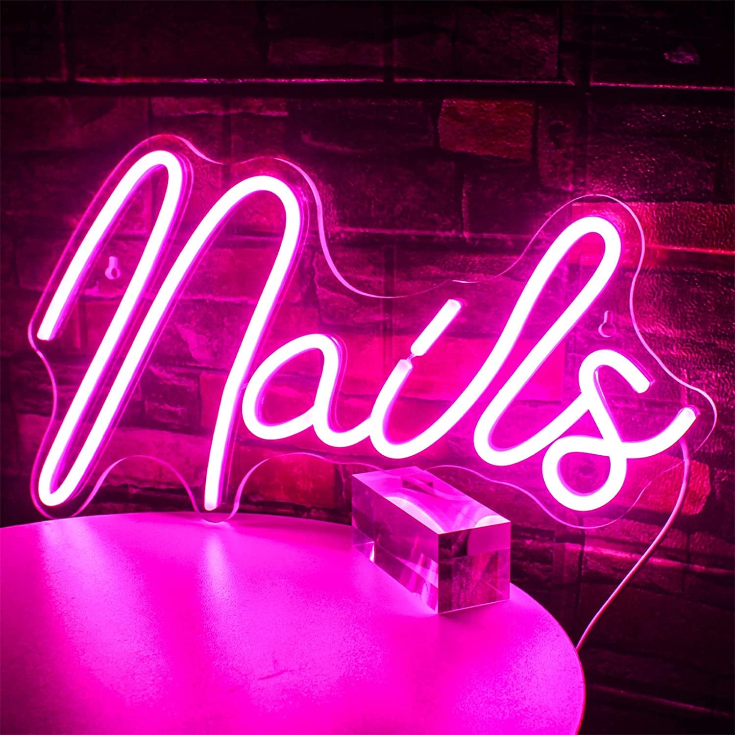 Neón for uñas LED rosa para decoración de salón de belleza y estética