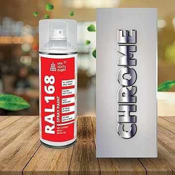 one sixty eight RAL 168 Multipurpose Nickel Chrome Effect Paint Spray, Chrome Spray Paint 400 ml (Chrome Silver) (1)