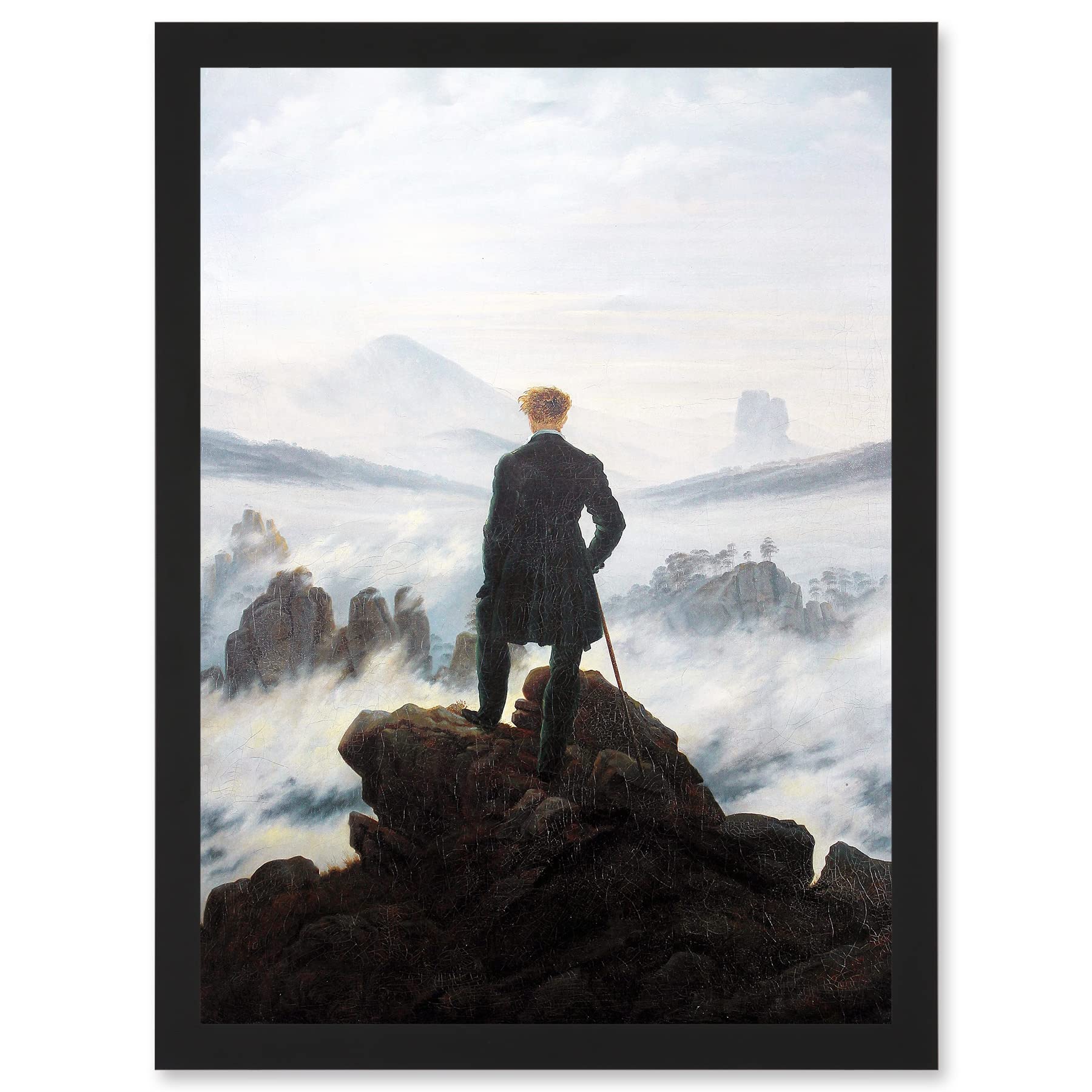 Artery8 Friedrich Wanderer Above Sea Fog Painting Artwork Framed Wall Art Print A4
