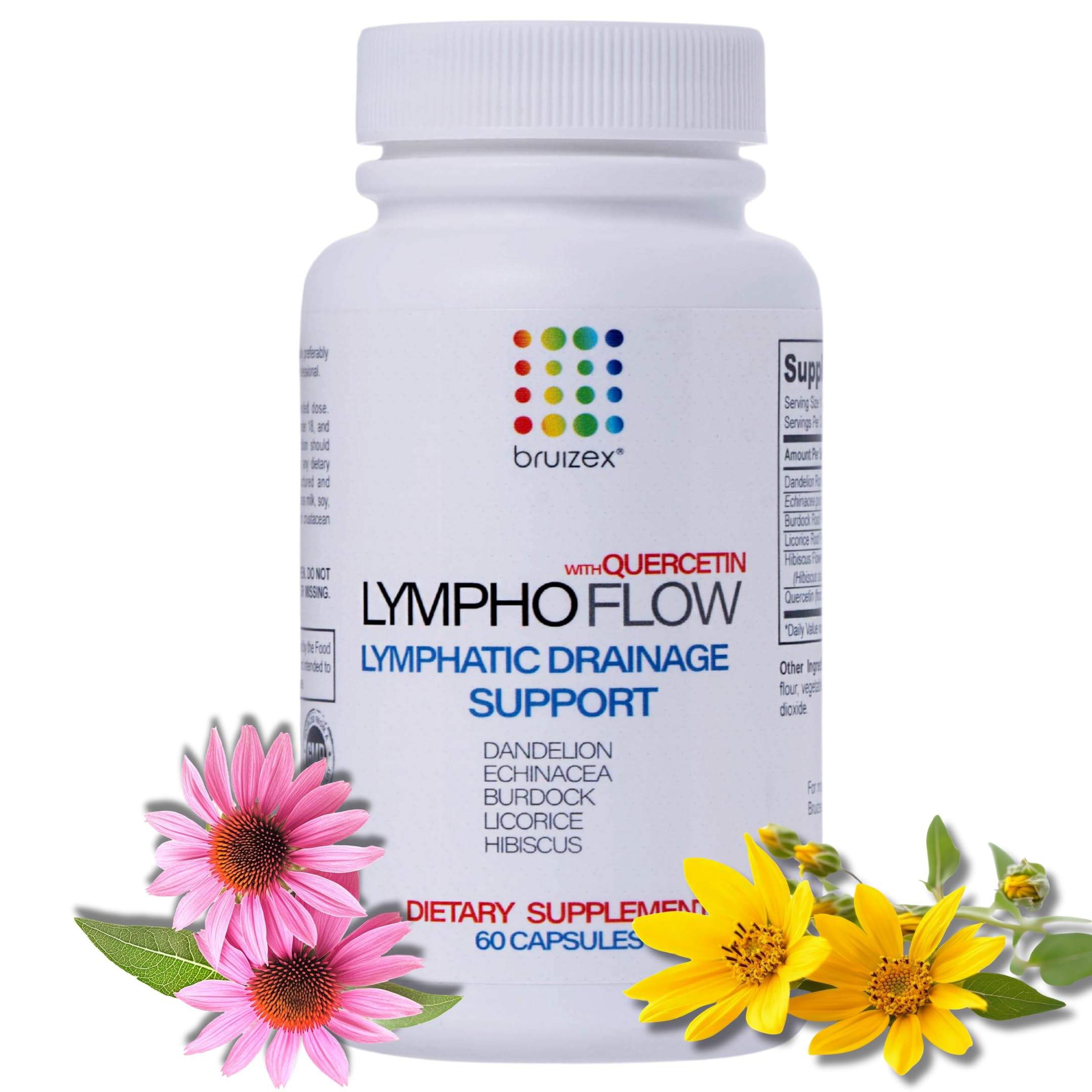 Bruizex Lympho Flow Lymphatic Drainage Supplement, Supports Lymphatic System Health, Liposuction, BBL, 360 Lipo, Tummy Tuck & Lymphedema Post Surgery Care, Made with Qercetin, 60 Capsules