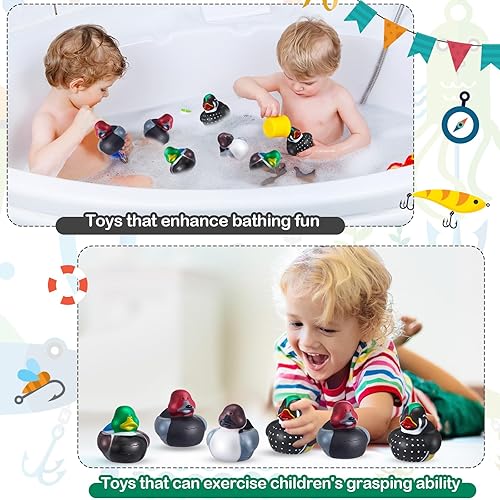 Miniatura 5 de DEEKIN 24 piezas de pato de goma de Mallard familiar de 2 pulgadas, señuelo flotante de goma, adorables juguetes de baño para regalo de cumpleaños