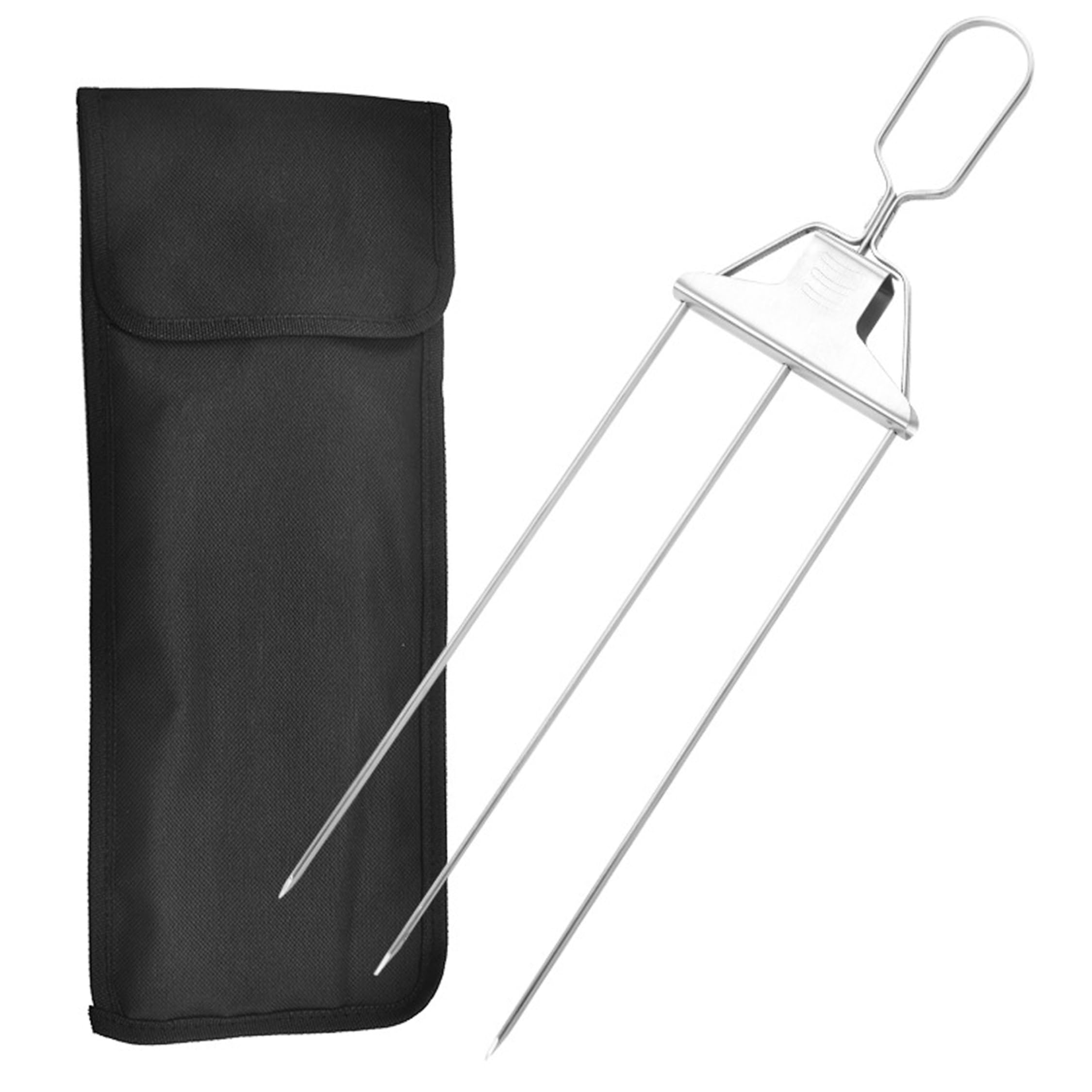 Ameble Stainless Steel 3-Way Metal Skewers for Kabobs Reusable Grill Tool with Oxford Bag - Black