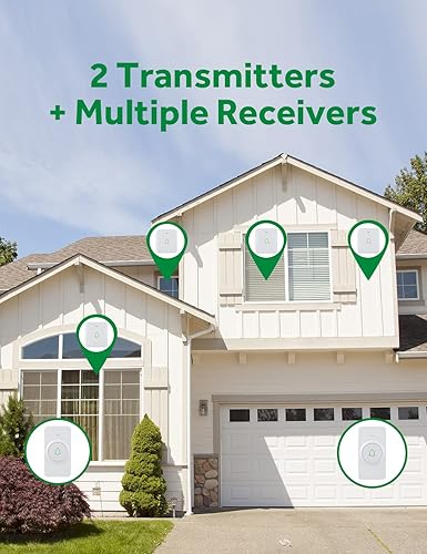 Miniatura 6 de AVANTEK Timbre de puerta inalámbrico, CW-12 Mini timbre impermeable que funciona a 1000 pies con 52 melodías, 5 niveles de volumen y flash LED