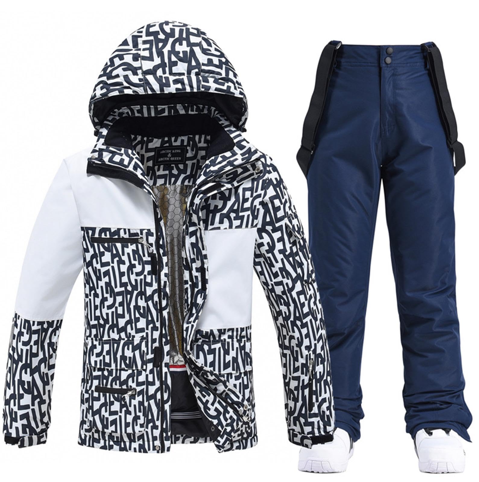 Skis for Women SkiSuit Windproof Waterproof Snowboard Colorful Printed Ski Jacket and Pants Set