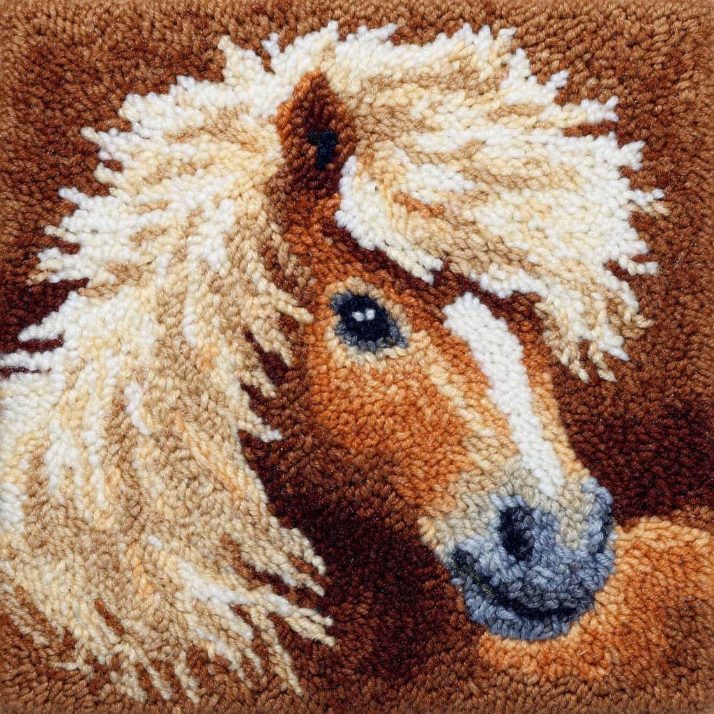 Henypt DIY Latch Hook Kits Cushions Pillow, Horse