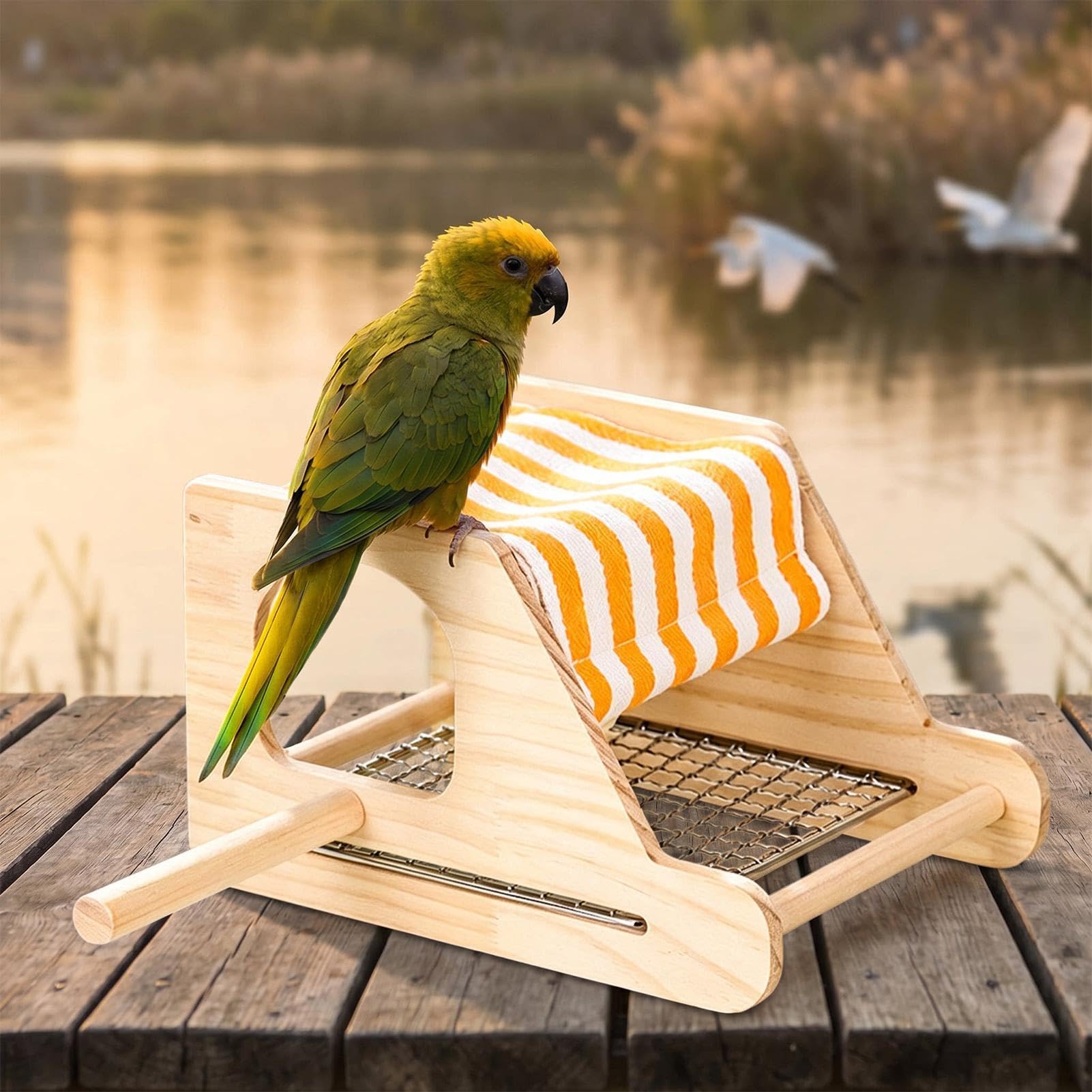 Générique Maison Oiseaux Bois Maison en Bois Naturel | Nid pour Perroquet avec en Inoxydable Pour Le Repos Et L'Élevage De Conure Inséparable Calopsitte Perruche Et Perroquet