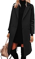 ANRABESS Women's Notched Lapel Peacoat: Loose Fit Single-Breasted Trench Coat Long Jacket Fall Winter Outerwear