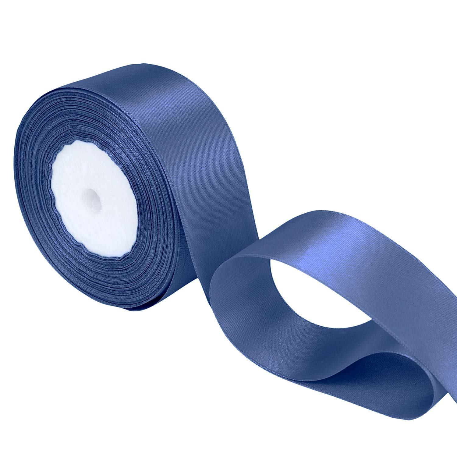 WedDecor Navy Ribbon for Gift Wrapping, 50mm x 25 Metres Double Sided Polyester Satin Ribbon Roll for Christmas, Wedding, Crafting, Sewing, Hair Bow, Birthday Cake Decoration — image 1