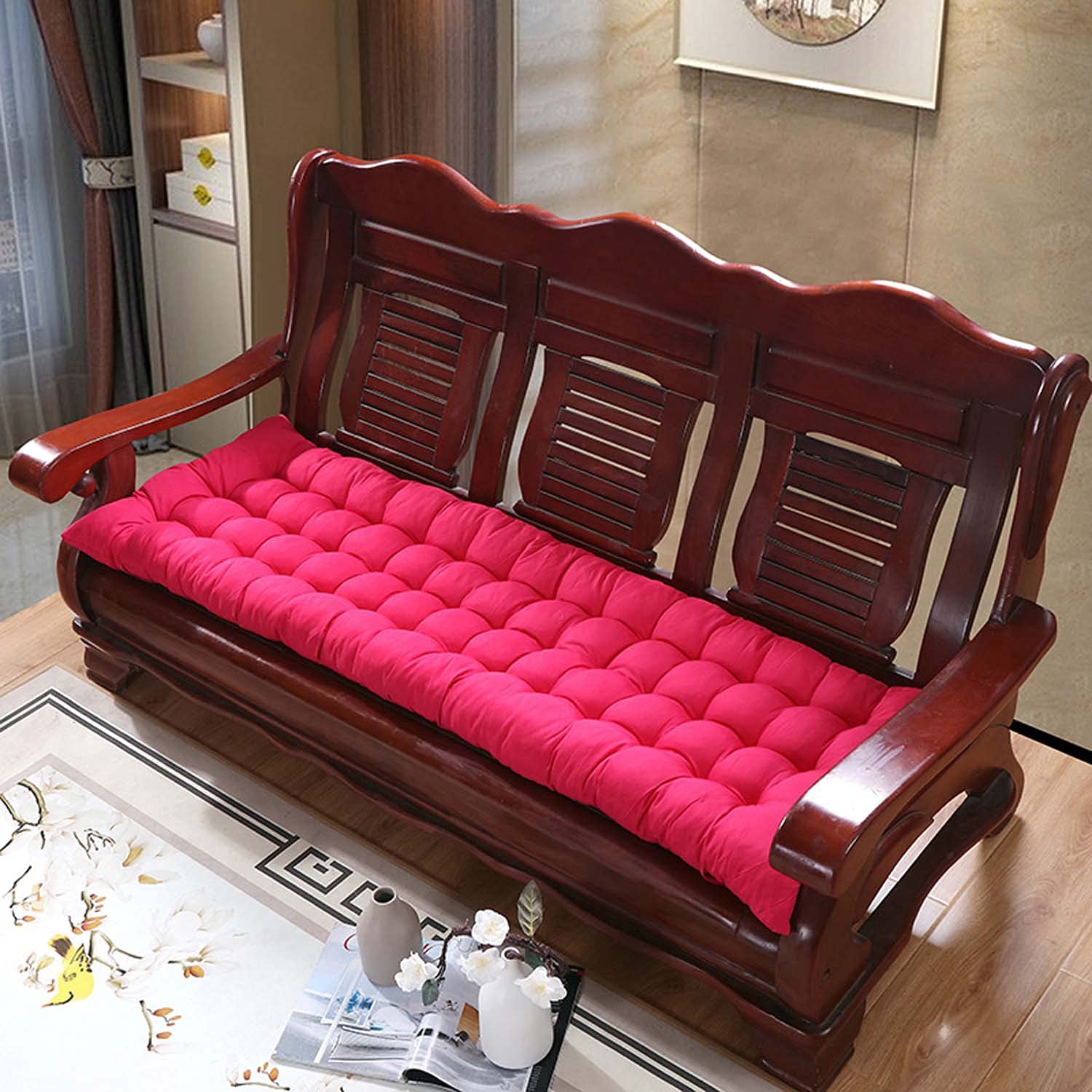 Cuscino per panca da giardino, antiscivolo, rettangolare, per divano, patio, lettino, Tatami, 53 x 200 cm, colore: rosa