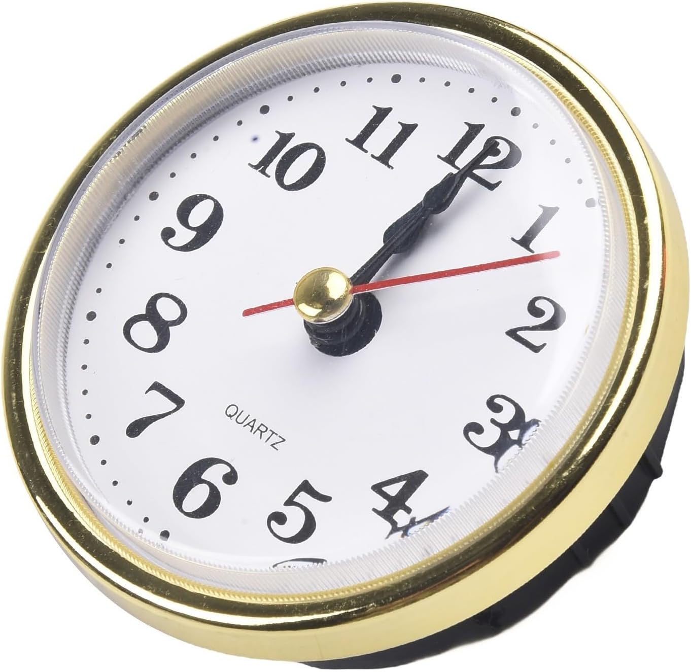 65mm Quartz Clock Insert Movement Replacement DIY Wall Clock Projects – Gold Arabic Number with Transparent Lens, + Construction, Requires 1 AAA Battery