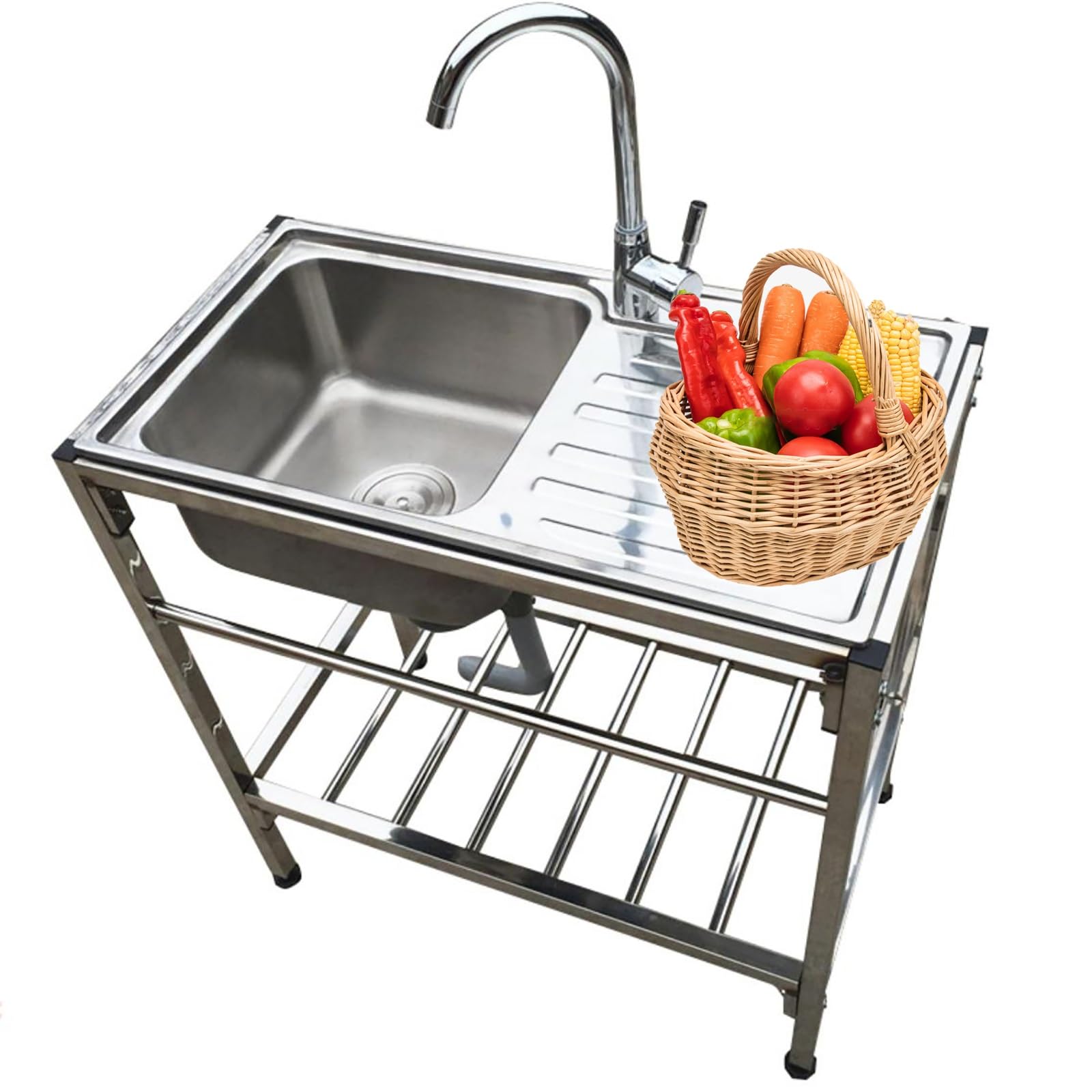 Évier de jardin en inox idéal pour vos repas en extérieur