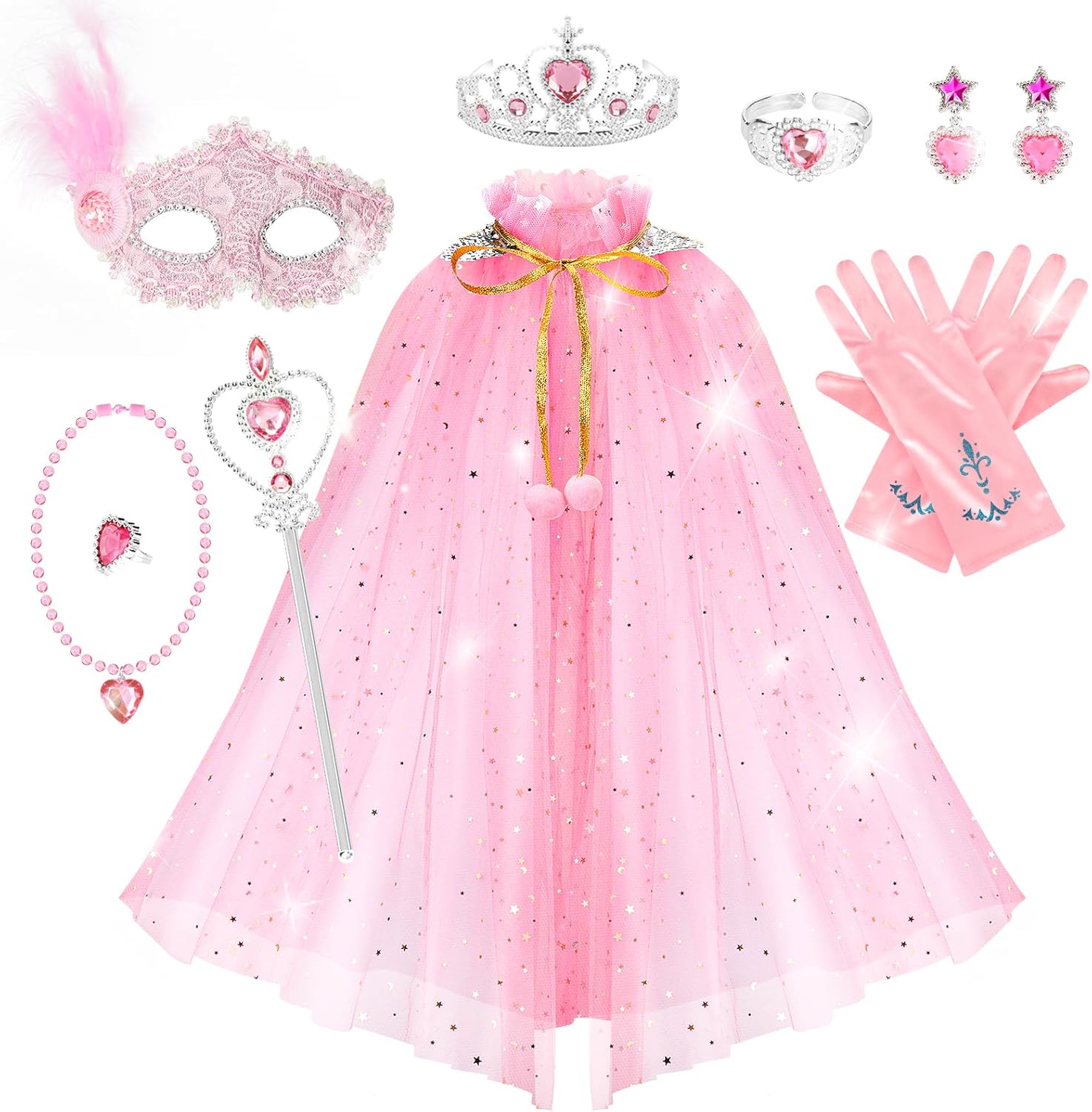 Fedio Princess Cape Set,11Pcs Princess Costume,Dress up