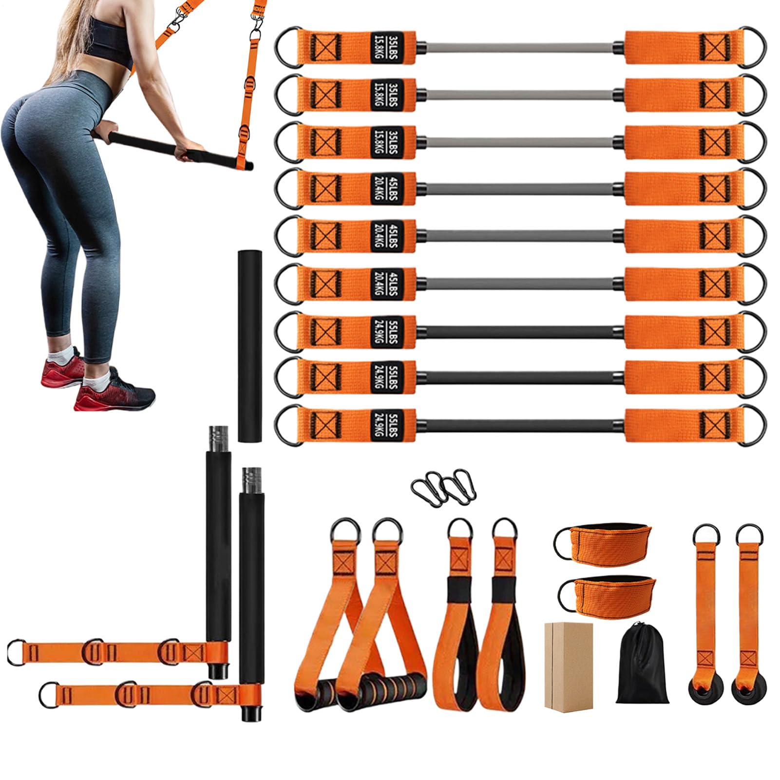 Kit Barra Pilates Con Fasce Elastiche Pilates, Resistenza Regolabile | Attrezzo Fitness Multifunzionale Per Donne Uomini Professionisti Principianti Appassionati Fitness Palestra In Casa