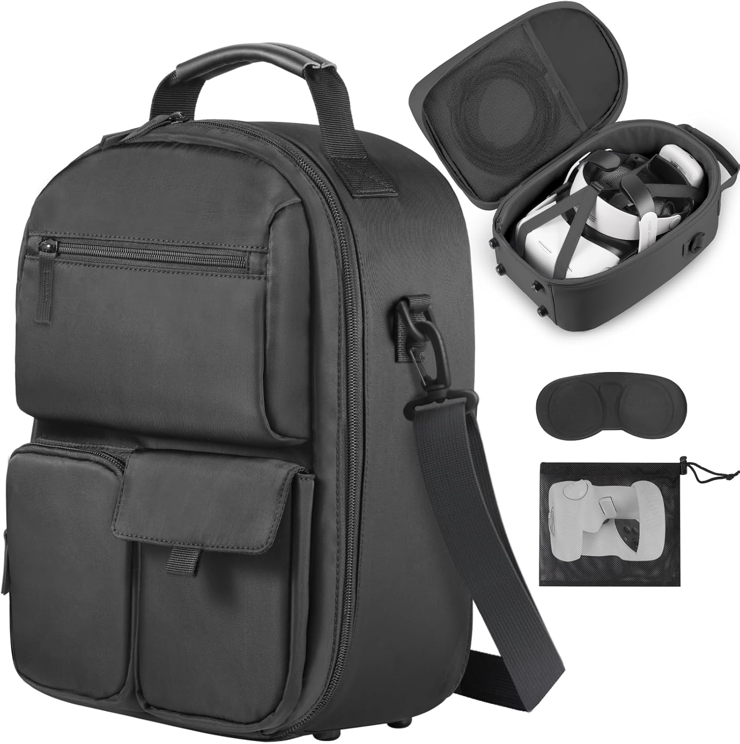 Foregoer Carrying Case for Meta Quest 3/Oculus Quest 2, Hard Travel Storage Case Compatible with Meta Oculus Quest 2 Headset, Quest Pro, Touch Controllers Accessories, VR All-in-One Gaming Headset