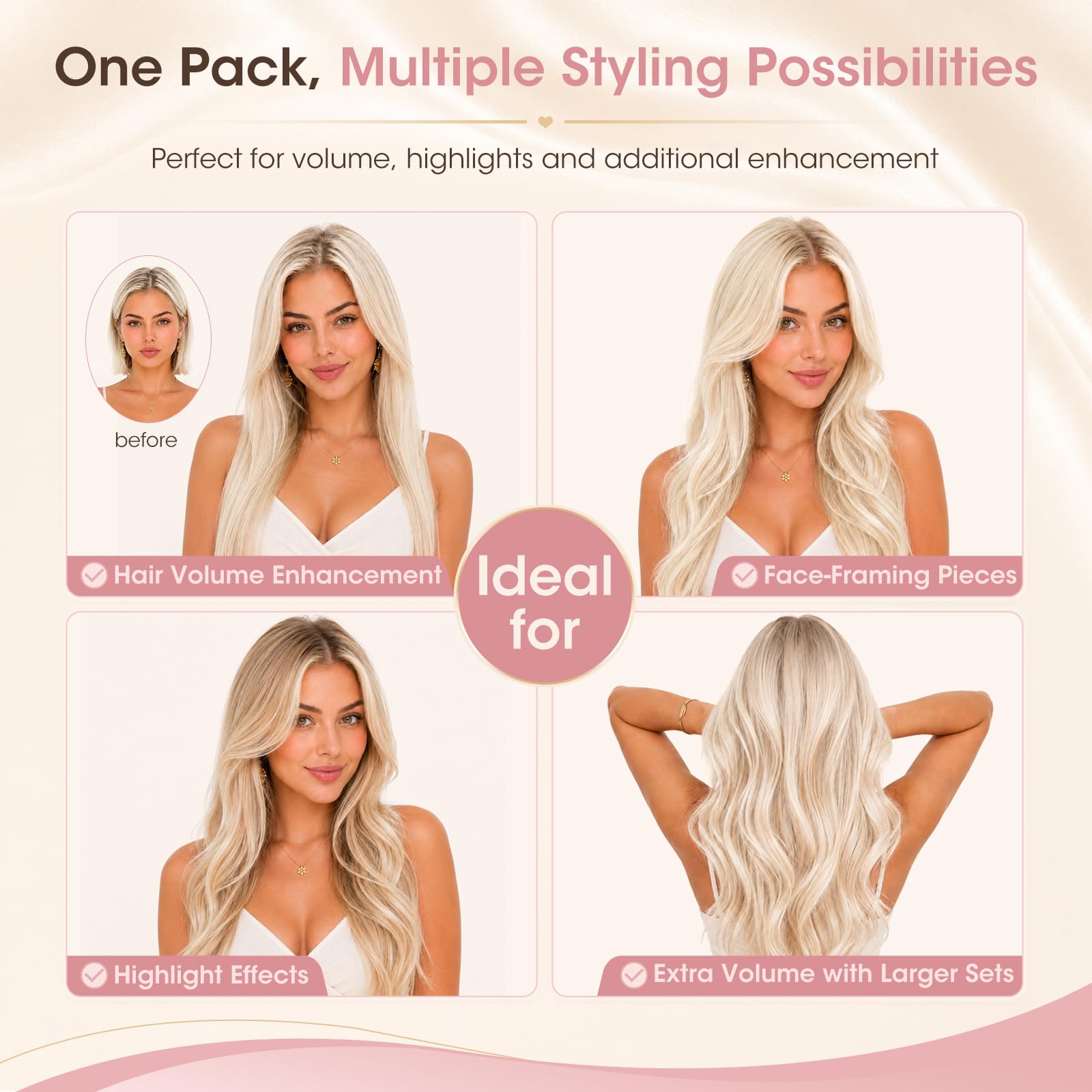 Silk-co 45CM Extension Bande Adhesive 20 PCS X 1.5g/pcs Extension A Froid Cheveux Naturel Naturel Rajout Cheveux Naturel Adhesif Noir de Jais - #18P613 Sable Blond & Blond Très Clair