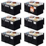 BlissTotes Collapsible Moving Bags - Heavy Duty Boxes with Zippers and Handles, Space Saving Packing Totes for Moving Supplies Storage (93L, 6-Pack, Black)