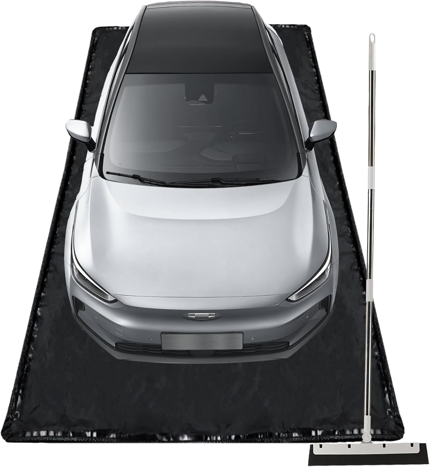 Garage Floor Containment Mat 7’9” x 16’, Non-Slip & Liquid Proof Garage Floor Mat with Floor Squeegee, Heavy Duty Garage Containment Mat for Oil, Rain, Mud and Snow 7’9” x 16’ with Squeegee