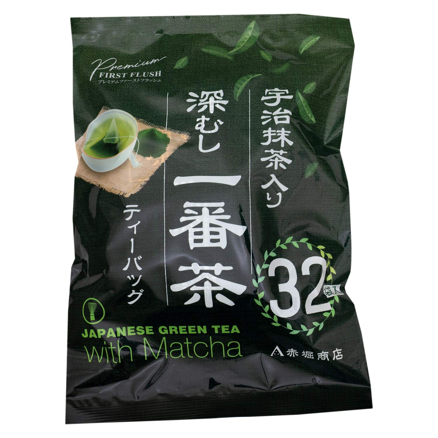 Amazon.co.jp: 赤堀商店 宇治抹茶入り深むし一番茶ティーバッグ 2g×32