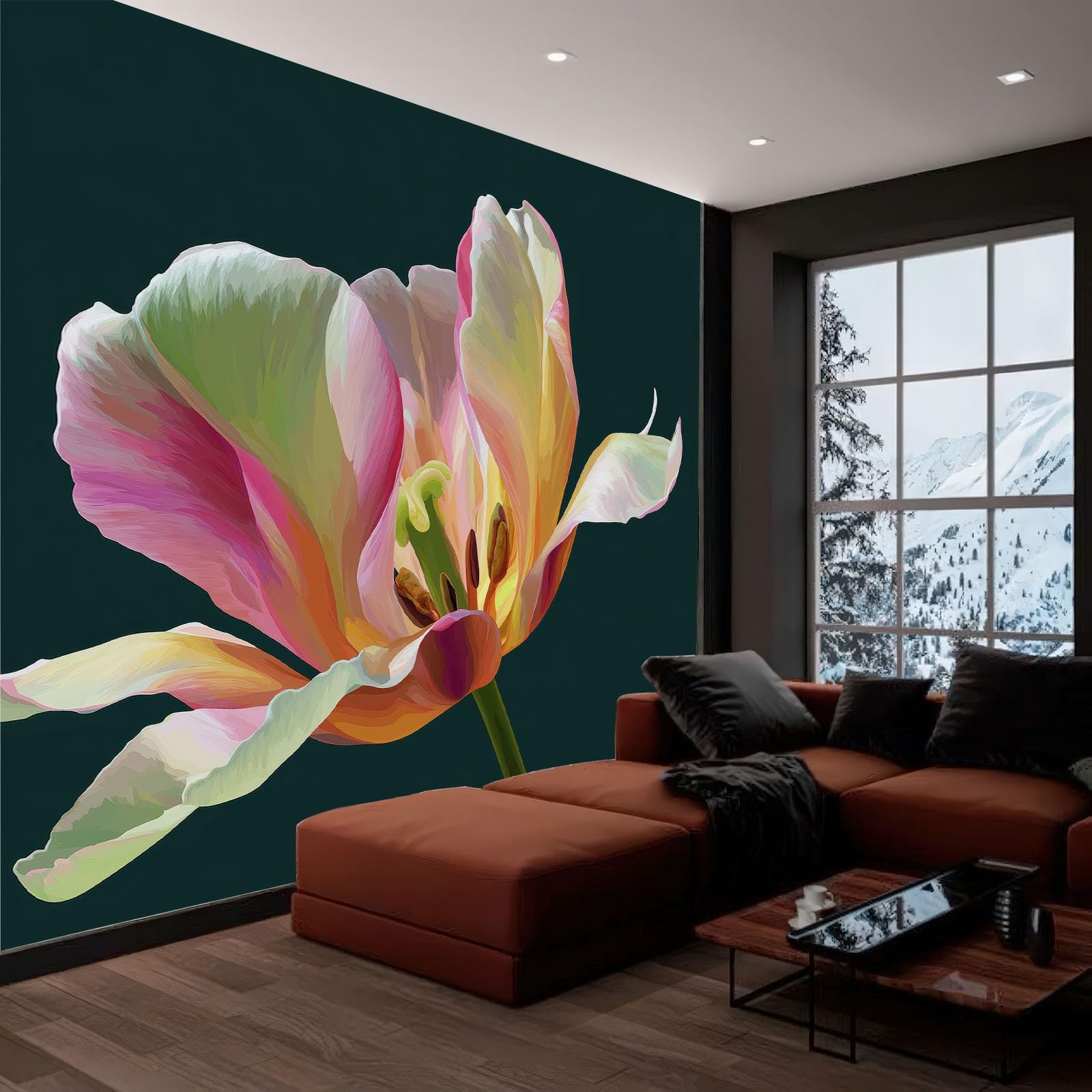 Fototapeta 3D, roślina, tulipany, 250 x 175 cm, fototapeta, styl fotograficzny, nowoczesny salon, tło telewizora mural tapeta do salonu TV sofa tematyczny hotel murale