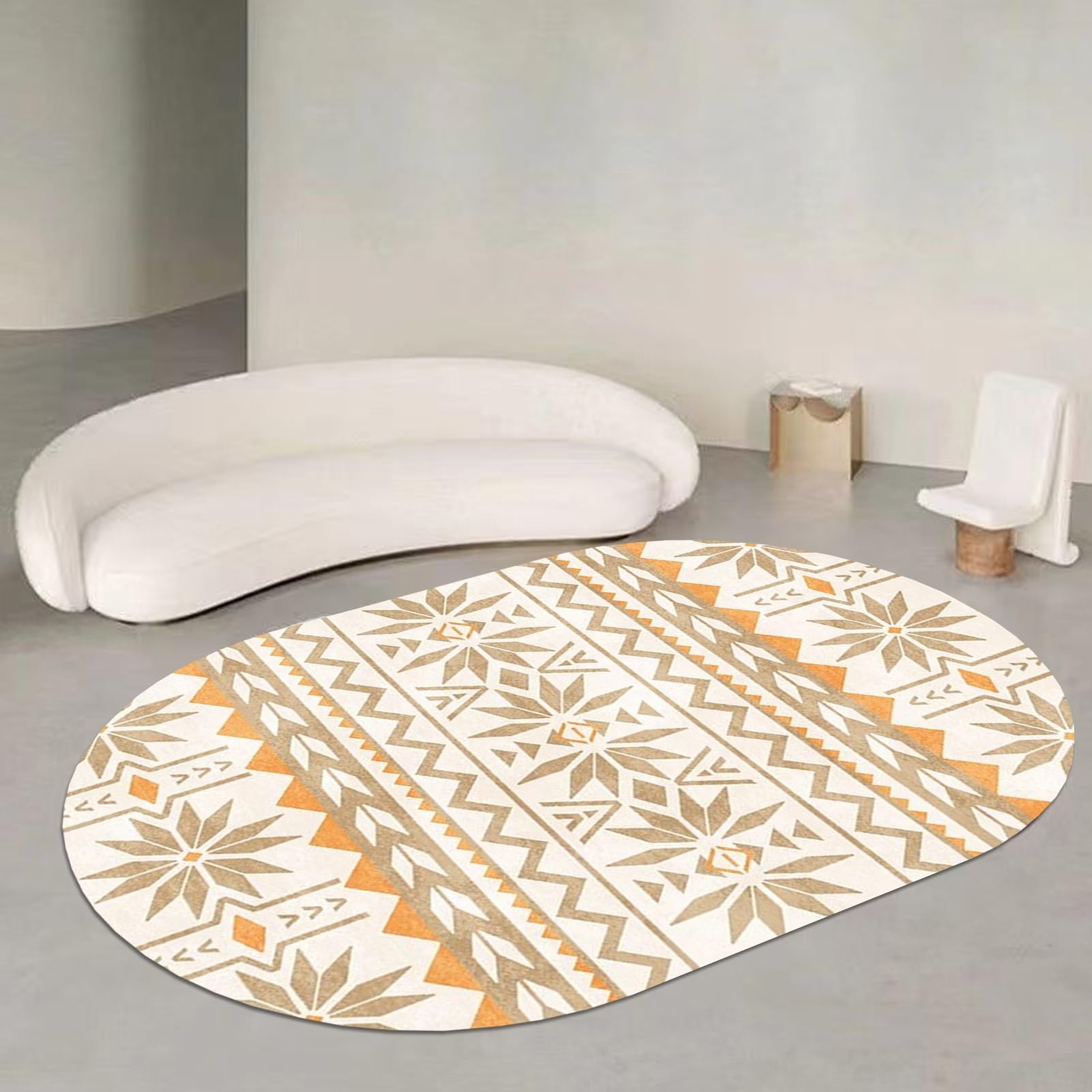 Grand tapis à poils courts lavable ovale 80x100 pour chambre et cuisine